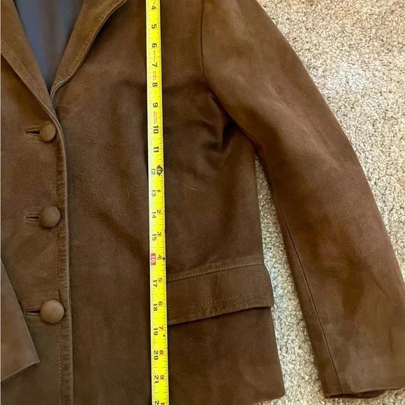 1960’s BROWN SUEDE jacket, medium-weight, button-down, 1960’s, sz 6 PETITE - Picture 4 of 7